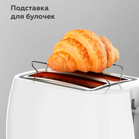 Тостер BQ (БИ-КЬЮ) T1711, 900 Вт, 2 тоста, 6 режимов, пластик, белый, 86189891 - фото 5