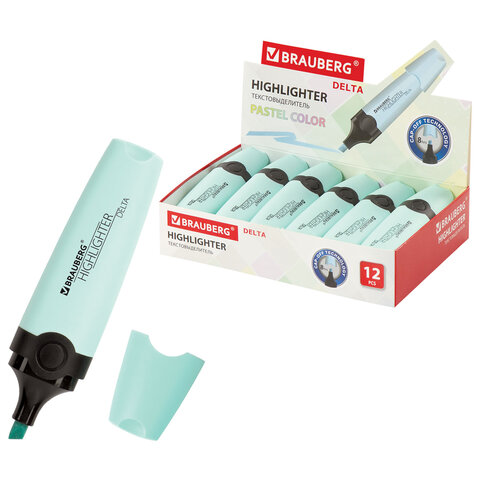 Текстовыделитель BRAUBERG "DELTA PASTEL", БИРЮЗОВЫЙ, линия 1-5 мм, 151732 - фото 1