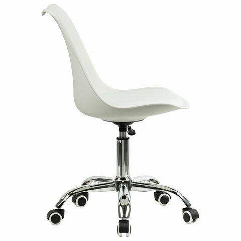 Кресло стул BRABIX "Eames MG-310 CH", хром, пластик белый, экокожа белая, 532923 - фото 3