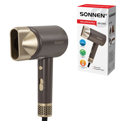 Фен для волос SONNEN HD-2285, 2200 Вт, турмалиновая ионизация, 3 режима, холодный обдув, 454697 - фото 2