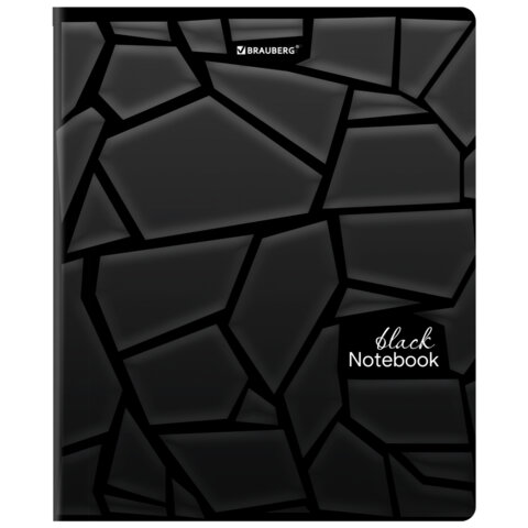 Тетрадь А5, 48 л., BRAUBERG, скоба, клетка, матовая ламинация, выборочный лак, "Black" (микс в спайке), 404375 - фото 7