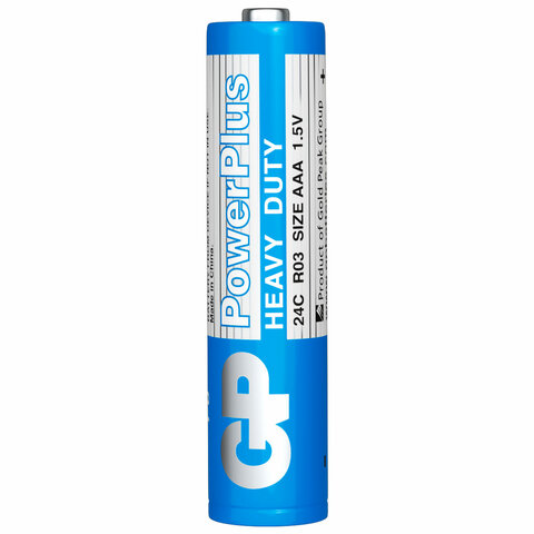 Батарейки КОМПЛЕКТ 4 шт., GP PowerPlus AAA (R03, 24G), солевые, мизинчиковые, в пленке, 24CEBRA-2S4 - фото 3