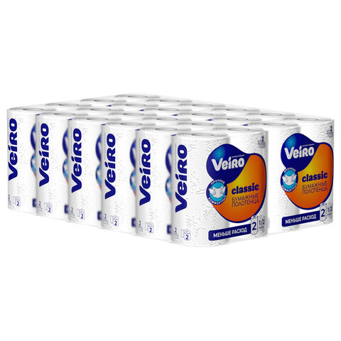 Полотенца бумажные бытовые, спайка 2 шт., 2-слойные (2х12 м), VEIRO (Вейро), белые, 5п22 - фото 6