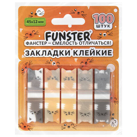 Закладки клейкие Z-сложения FUNSTER (ФАНСТЕР) "Коты", 45х12 мм, 100 шт. (5 цветов х 20 листов), в диспенсере, 116690 - фото 6