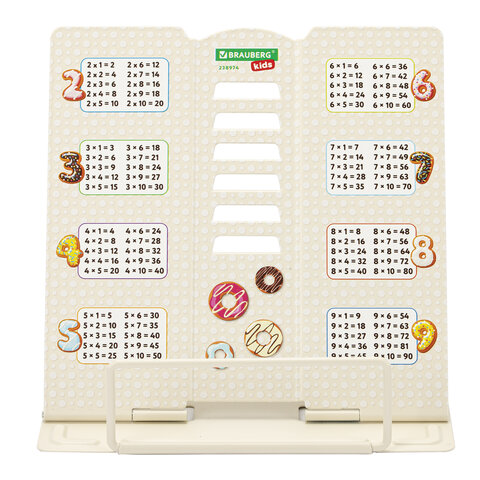 Подставка для книг и учебников BRAUBERG KIDS mini "Food" с таблицей умножения, регулируемый угол наклона, металлическая, 238974 - фото 4