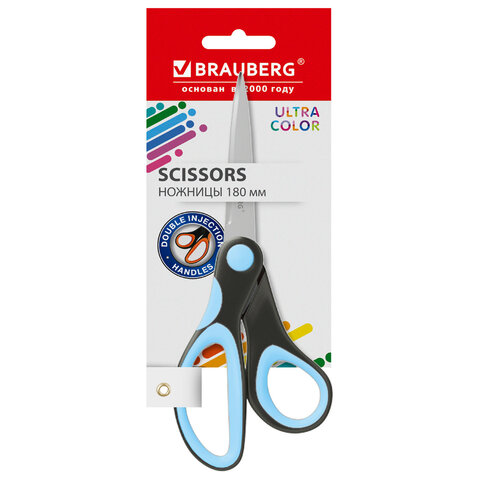 Ножницы BRAUBERG "ULTRA COLOR", 180 мм, эргономичные прорезиненные ручки, ассорти, 274313 - фото 1