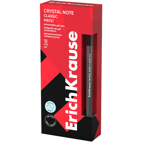 Ручка гелевая автоматическая ERICH KRAUSE "Crystal Note Matic Classic", линия 0,5 мм, черная, 63122 - фото 3