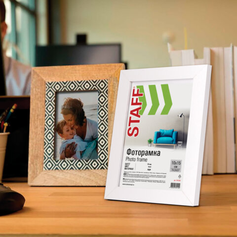 Рамка 10х15 см, небьющаяся, STAFF "Grand", багет 18 мм, белая, МДФ, 391208 - фото 5