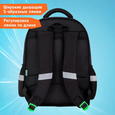 Рюкзак SNOOBAG (СНУБЭГ) MIND с пеналом в комплекте, 2 отделения, "Неоновый паук", 40х28х18 см, 274444 - фото 13