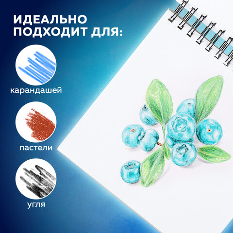 Скетчбук, белая бумага 190 г/м2, 195х195 мм, 60 л., гребень, твердая обложка, BRAUBERG ART CLASSIC, 113852 - фото 11