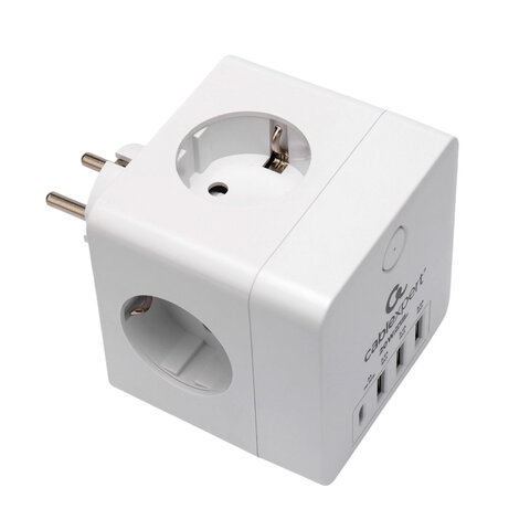 Сетевой фильтр CABLEXPERT Cube, 4 розетки, 16 А, 1 x Type-C PD, 3 х USB, белый, CUBE-4-СU3-W, CUBE-4-CU3-W - фото 2