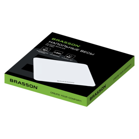 Весы напольные BRASSON (БРАССОН) FS-28С, 28x28 см, электронные, LED-дисплей, до 180 кг, стекло, белые, 458448 - фото 8