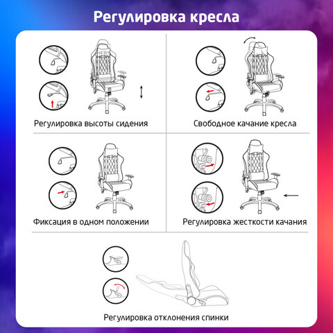 Кресло компьютерное BRABIX "GT Master GM-110", две подушки, экокожа, черное/голубое, 531928 - фото 18