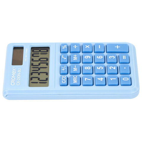 Калькулятор карманный CROMEX (КРОМЕКС) CX-210N-BU (96х62 мм), 8 разрядов, двойное питание, голубой, 273835 - фото 5