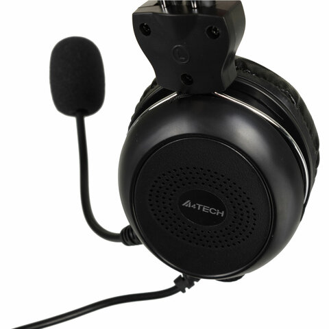 Наушники с микрофоном (гарнитура) A4TECH HU-30, проводные, 2 м, USB, черные, 1379903 - фото 4