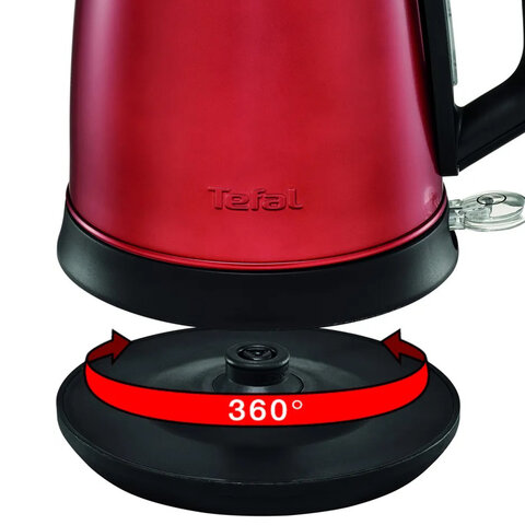 Чайник TEFAL KI270530, 1,7 л, 2400 Вт, закрытый нагревательный элемент, сталь, красный, 7211002431 - фото 7