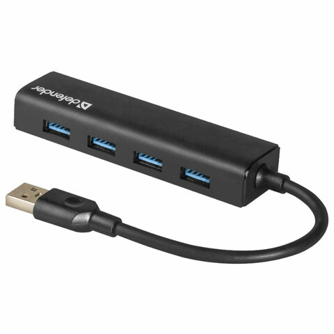 Хаб USB 3.0, 4 порта, черный, DEFENDER QUADRO EXPRESS, 83204 - фото 1