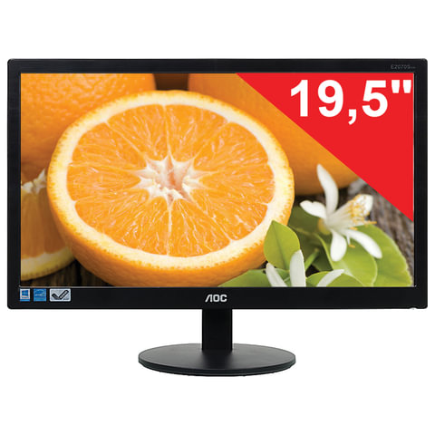 Монитор AOC E2070SWN (/01), 19,5" (50 см), 1600x900, 16:9, TN+film, 5 мс, 200 cd, VGA, черный - фото 1