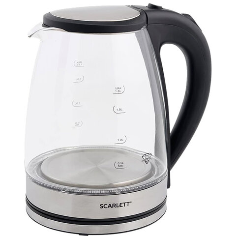 Чайник SCARLETT SC-EK27G35, 1,8 л, 1800 Вт, закрытый нагревательный элемент, стекло, стальной - фото 3
