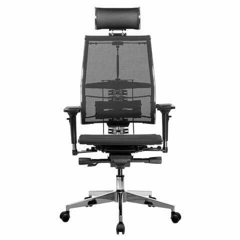 Кресло МЕТТА "YOGA" Y 4DF B2-5D, адаптивная спинка, 3D-подголовник, сверхпрочная сетка, черное - фото 3