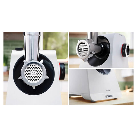 Мясорубка BOSCH MFWS420W, мощность 1900 Вт, производительность 2,5 кг/мин, металлический шнек, реверс - фото 9