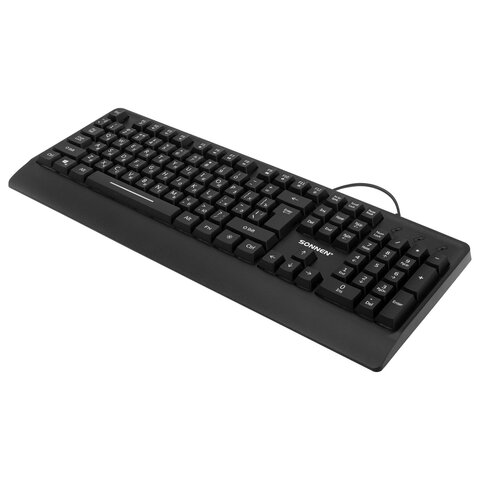 Клавиатура проводная USB, 104 клавиши, LED-подсветка, SONNEN K305, черная, 513948 - фото 3