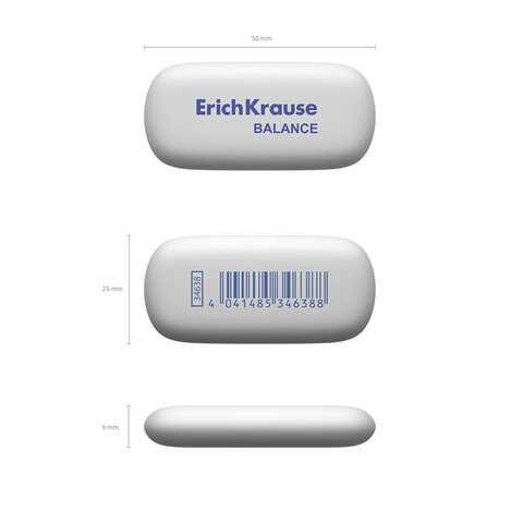 Ластик ERICH KRAUSE "Balance", 50x23x9 мм, белый, овальный, 34638 - фото 2