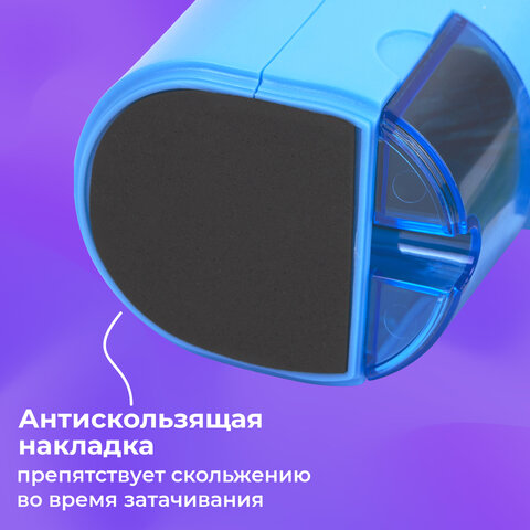 Точилка механическая BRAUBERG KIDS, для простых и цветных карандашей, корпус голубой, крепление к столу, 272005 - фото 17