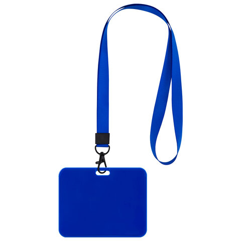 Бейдж горизонтальный (54х85 мм), лента 45 см с карабином, СЛАЙДЕР, синий, BRAUBERG EXTRA, 238833 - фото 2