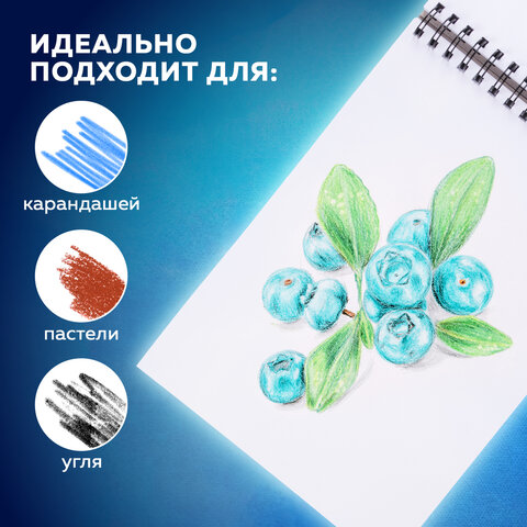 Скетчбук, белая бумага 190 г/м2, 297х210 мм, 60 л., гребень, твердая обложка, BRAUBERG ART CLASSIC, 113853 - фото 10