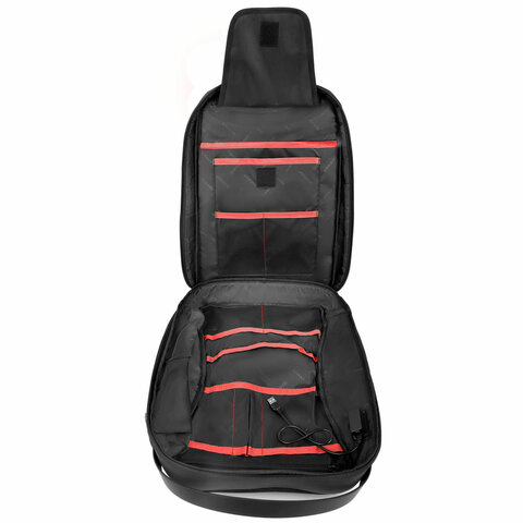 Рюкзак HEIKKI HIGH TECH (ХЕЙКИ) с отделением для ноутбука, USB-порт, черный, 46x30x10 см, 272588 - фото 6