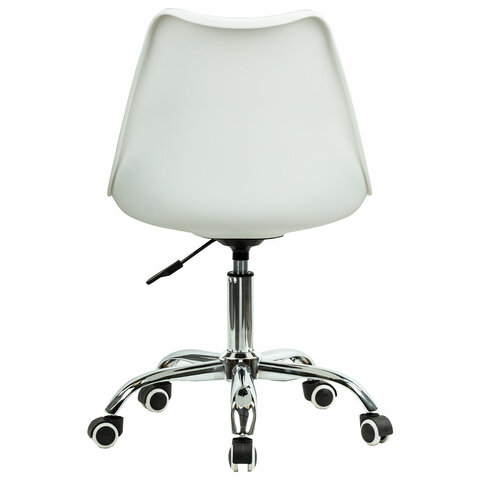 Кресло стул BRABIX "Eames MG-310 CH", хром, пластик белый, ткань серая, 532924 - фото 4