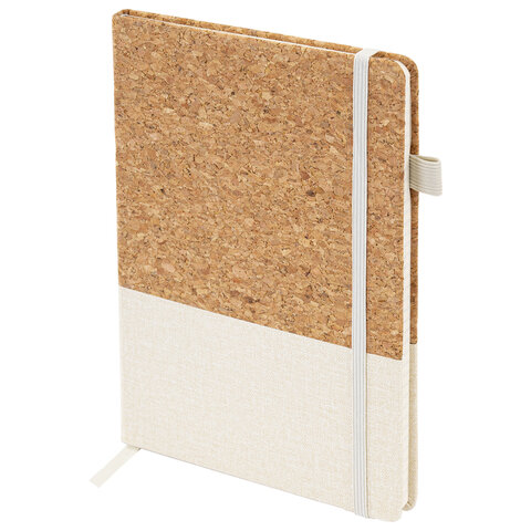 Блокнот в наборе с ручкой А5, 145х213 мм, BRAUBERG "Cork", под кожу, ЭКО обложка, 80 листов, бежевый, 116864 - фото 2