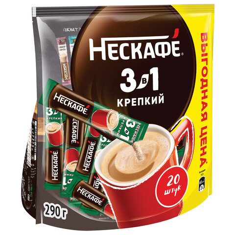 Кофе растворимый порционный NESCAFE "3 в 1 Крепкий", КОМПЛЕКТ 20 пакетиков по 14,5 г, 12460873 - фото 18