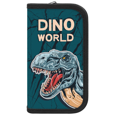 Пенал ПИФАГОР, 2 отделения, ламинированный картон, 19х11 см, "Dino world", 272249 - фото 2