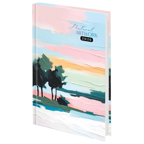 Ежедневник датированный 2026 145х215 мм, А5, STAFF, ламинированная обложка, "Живопись", 117329 - фото 1