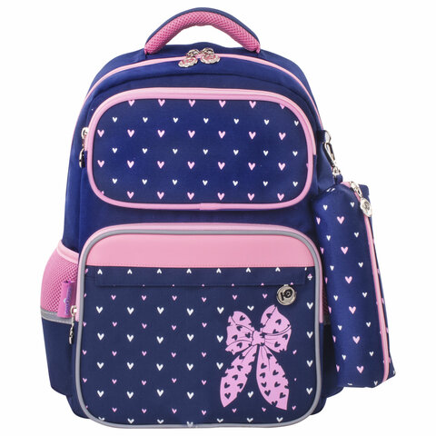 Рюкзак ЮНЛАНДИЯ COMPLETE с пеналом в комплекте, эрго-спинка, "Pink bow", 42х29х14 см, 229972 - фото 2