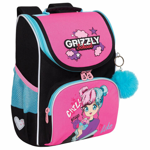 Ранец GRIZZLY анатомическая спинка, с мешком для обуви, для девочек, LIKE, 33х25х13 см, RAm-484-6/1 - фото 1