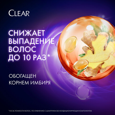 Шампунь против перхоти 610 мл, CLEAR, против выпадения волос - фото 3