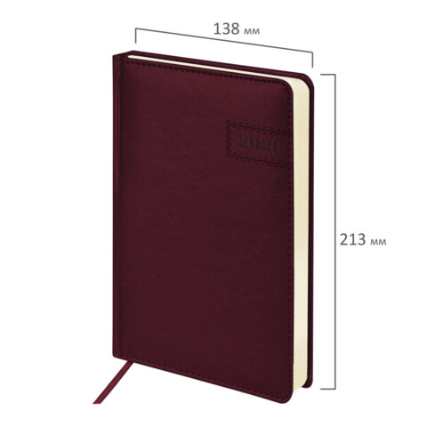 Ежедневник датированный 2026 А5 138x213 мм, BRAUBERG "Imperial", под кожу, бордо, 117060 - фото 2