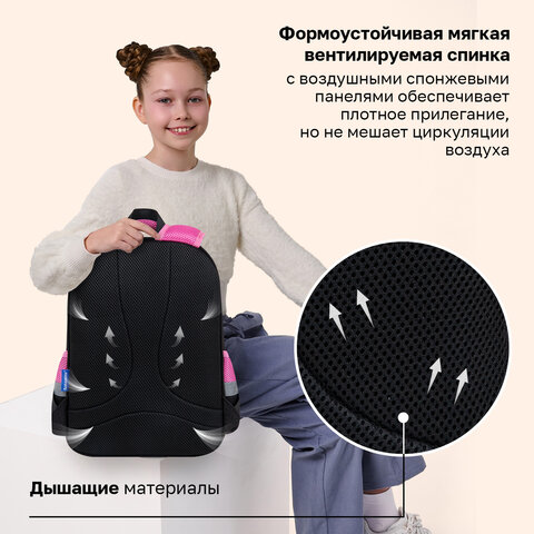 Рюкзак BRAUBERG FAVOUR, 2 отделения, 3 кармана, "Сонный котик", 40х29х15 см, 272058 - фото 12