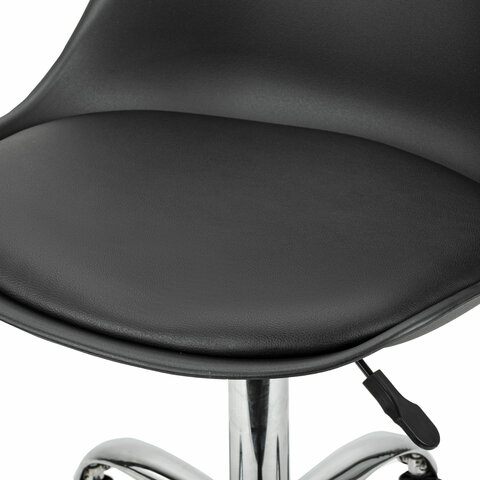 Кресло стул BRABIX "Eames MG-310 CH", хром, пластик черный, экокожа черная, 532925 - фото 8
