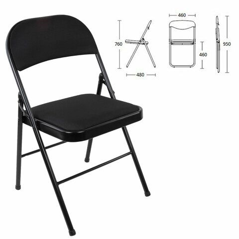 Стул складной BRABIX "Golf Plus CF-003 КОМФОРТ", чёрный каркас, чёрная ткань, 532889 - фото 3