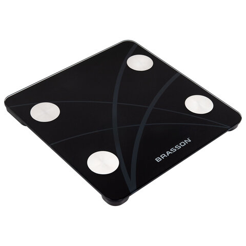 Весы напольные диагностические BRASSON (БРАССОН) FS-33D, 30x30 см, до 180 кг, 15 параметров, стекло, черные, 458447 - фото 2