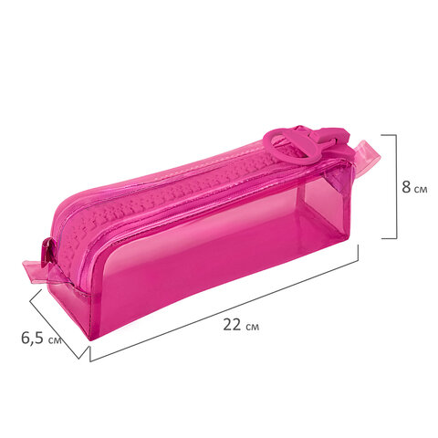 Пенал BRAUBERG с объемной "тракторной" молнией, 1 отделение, ПВХ, 22х8х6,5 см, "Ultra pink", 272340 - фото 6