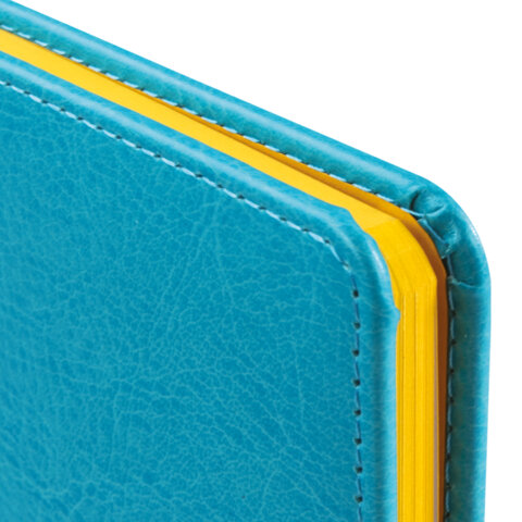 Еженедельник датированный 2026, МАЛЫЙ ФОРМАТ 95х155 мм, А6, BRAUBERG "Rainbow", под кожу, бирюза, 117189 - фото 4