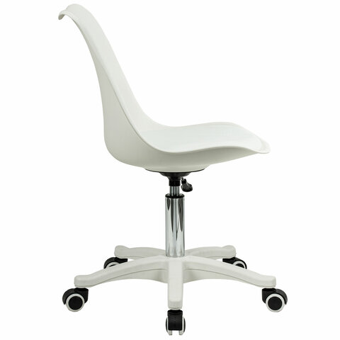 Кресло стул BRABIX "Eames MG-310 PL", пластик белый, экокожа белая, 532926 - фото 3