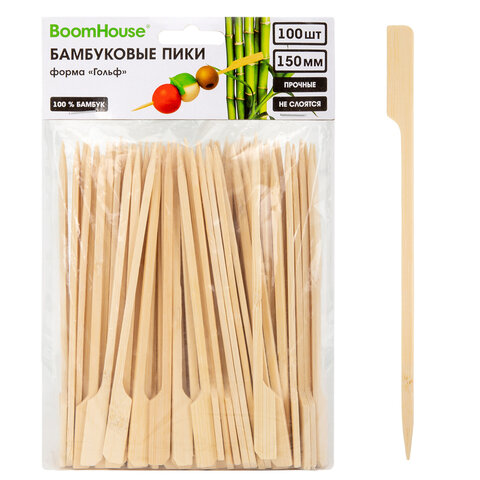 Шпажки-пики для канапе бамбуковые ГОЛЬФ 15 см, 100 шт., BOOMHOUSE (БУМХАУС), 701964 - фото 1