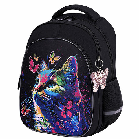Рюкзак BRAUBERG OPTIMA, 2 отделения, с брелоком, "Butterfly catcher", СВЕТЯЩИЙСЯ, 36х27х18 см, 272097 - фото 1