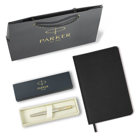 Ручка перьевая PARKER "Jotter Core Stainless Steel GT", ежедневник А5 черный, пакет, 880902 - фото 6